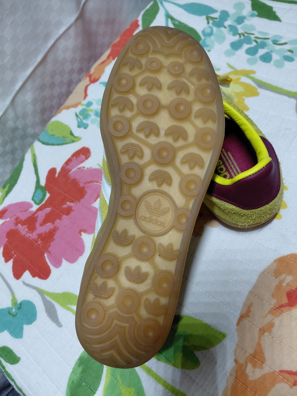 adidas Yellow and White Suede Low-Top Sneakers - Picture 8 of 10